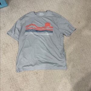 American Eagle Outfitters Gray Tee with Sunset Graphic